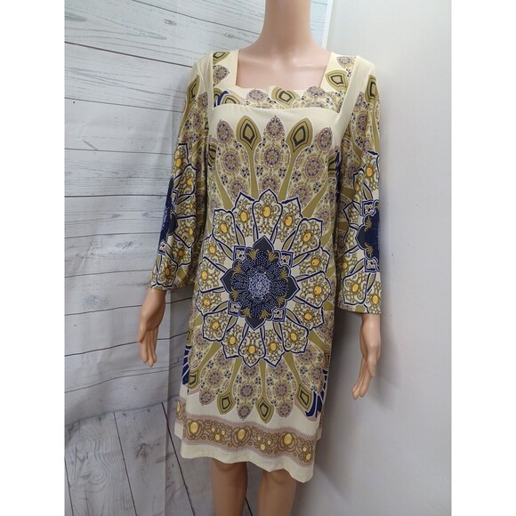 White Mark Couture Dress Stretch Floral Sheath Rhinestones Long Sleeve Sz L - Picture 1 of 10